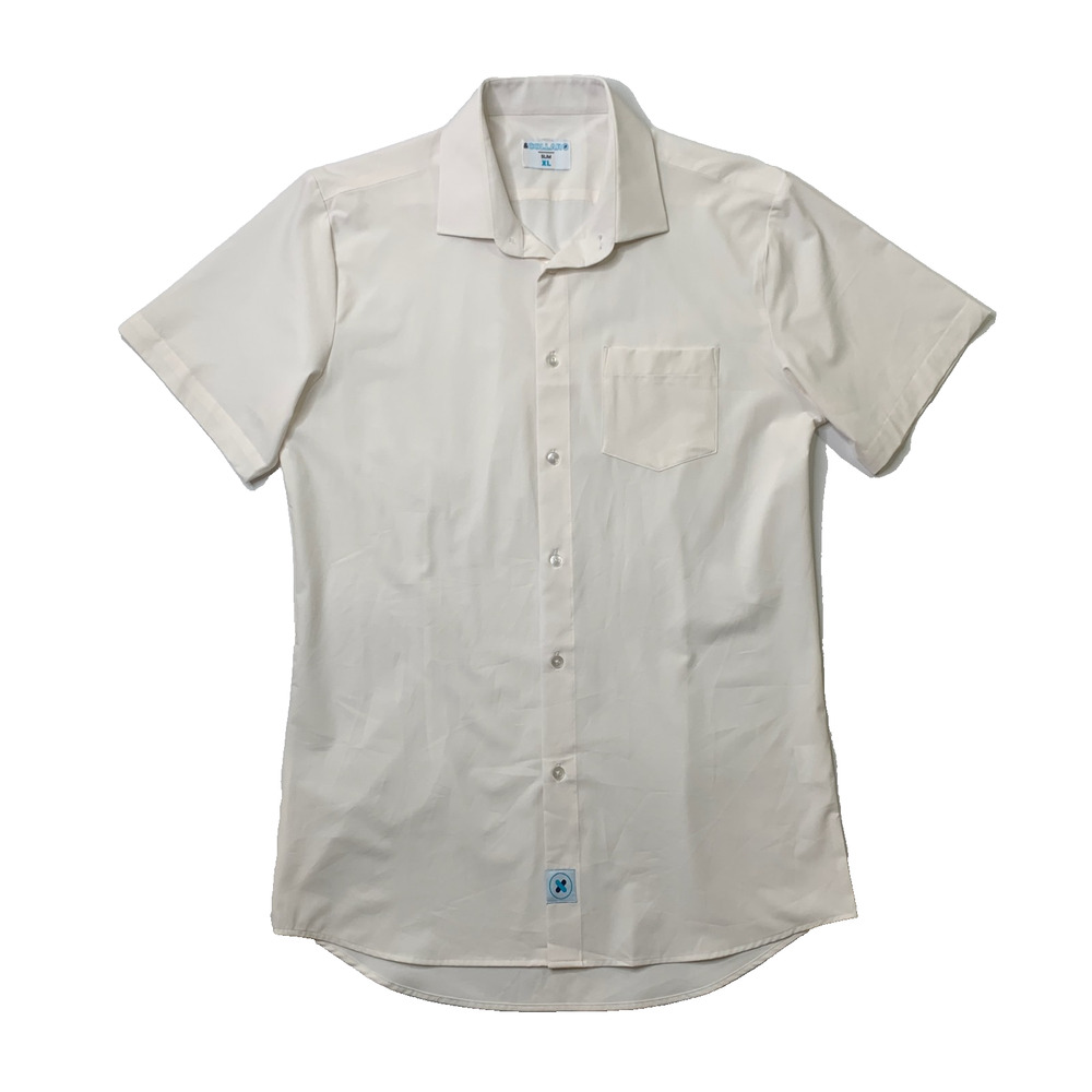 &Collar Shirt Mens XL Extra Large White Slim Short Sleeve Button Up Shirttail